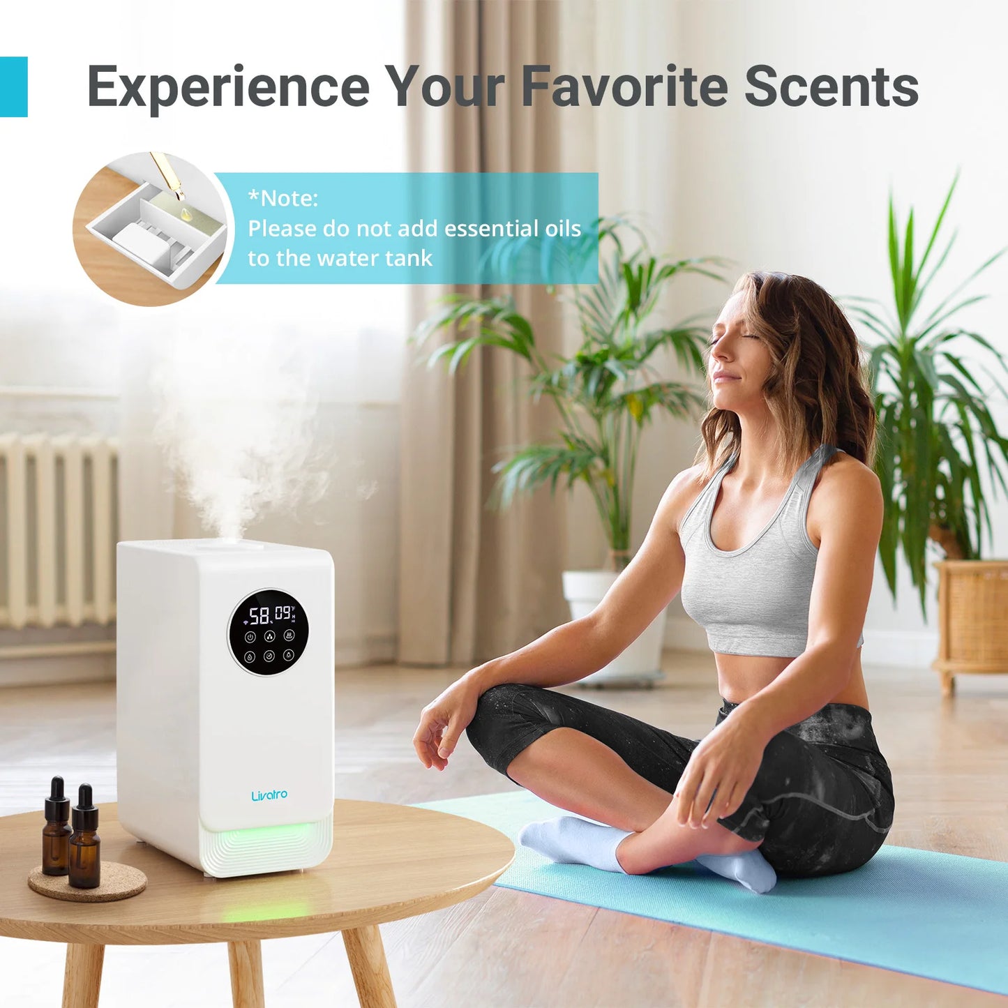 Experince your fovorites scents withe Smart Warm and Cool Mist Humidifier