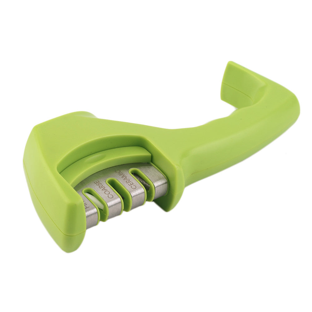 Green Durable Knife Sharpening Tool – Easy-to-Use 3-Stage Knife Sharpener for Chefs & Home .