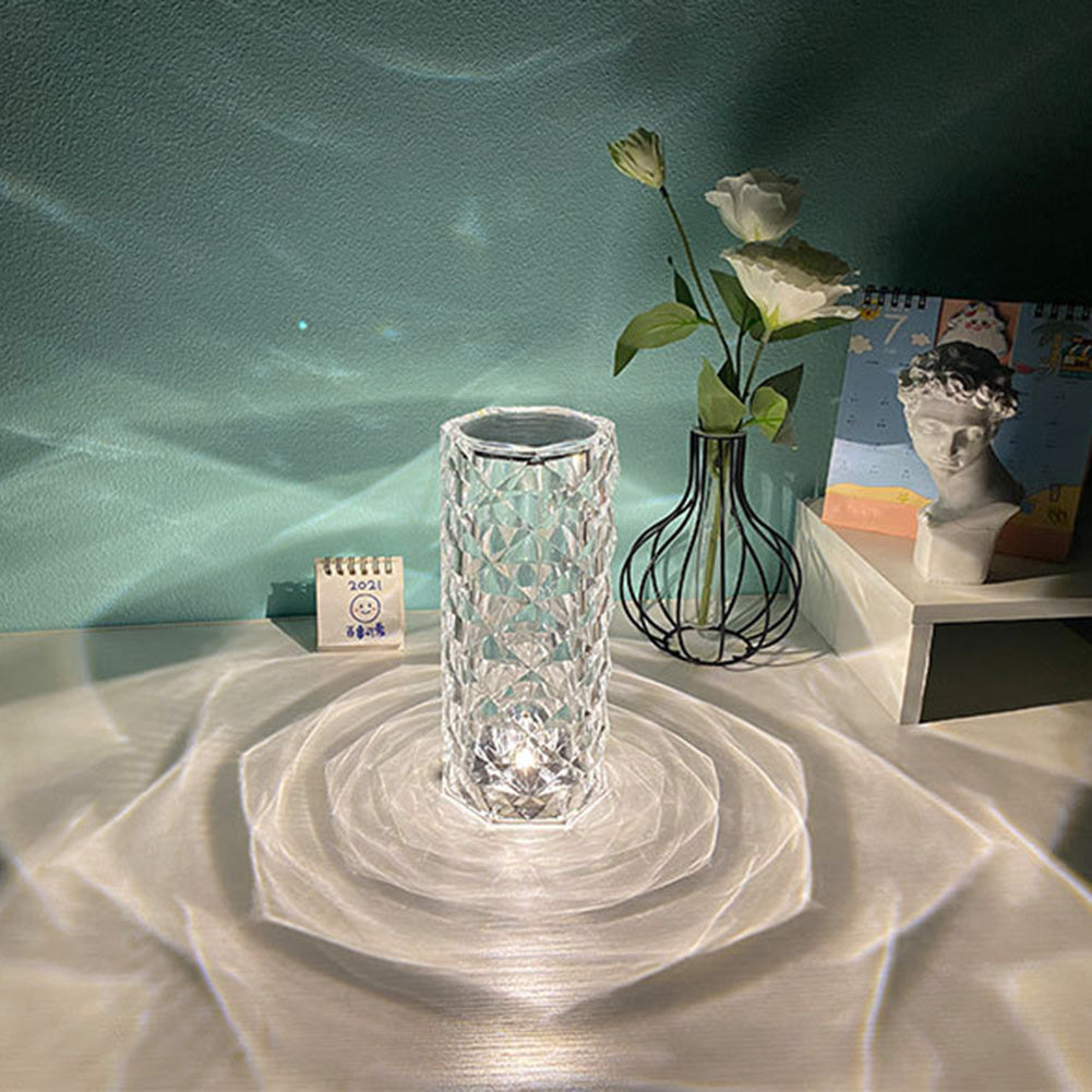 Front view of Crystal LED Touch Table Lamp – Elegant Multicolor Mood Lighting