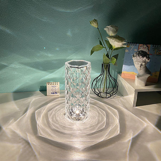 Front view of Crystal LED Touch Table Lamp – Elegant Multicolor Mood Lighting