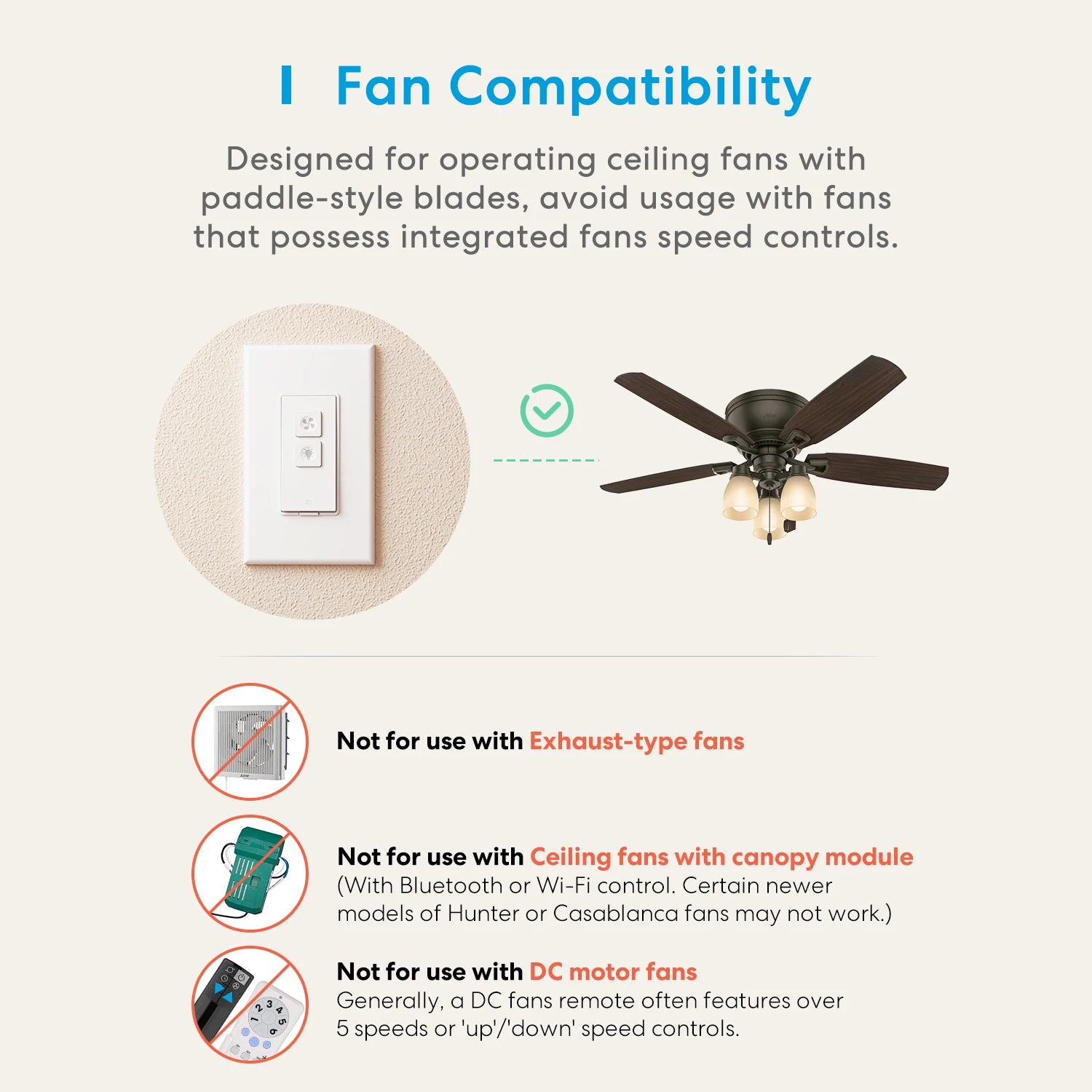 HomeKit WiFi Smart Ceiling Fan Light Switch with Dimmer Compatibility information for a ceiling fan control device .