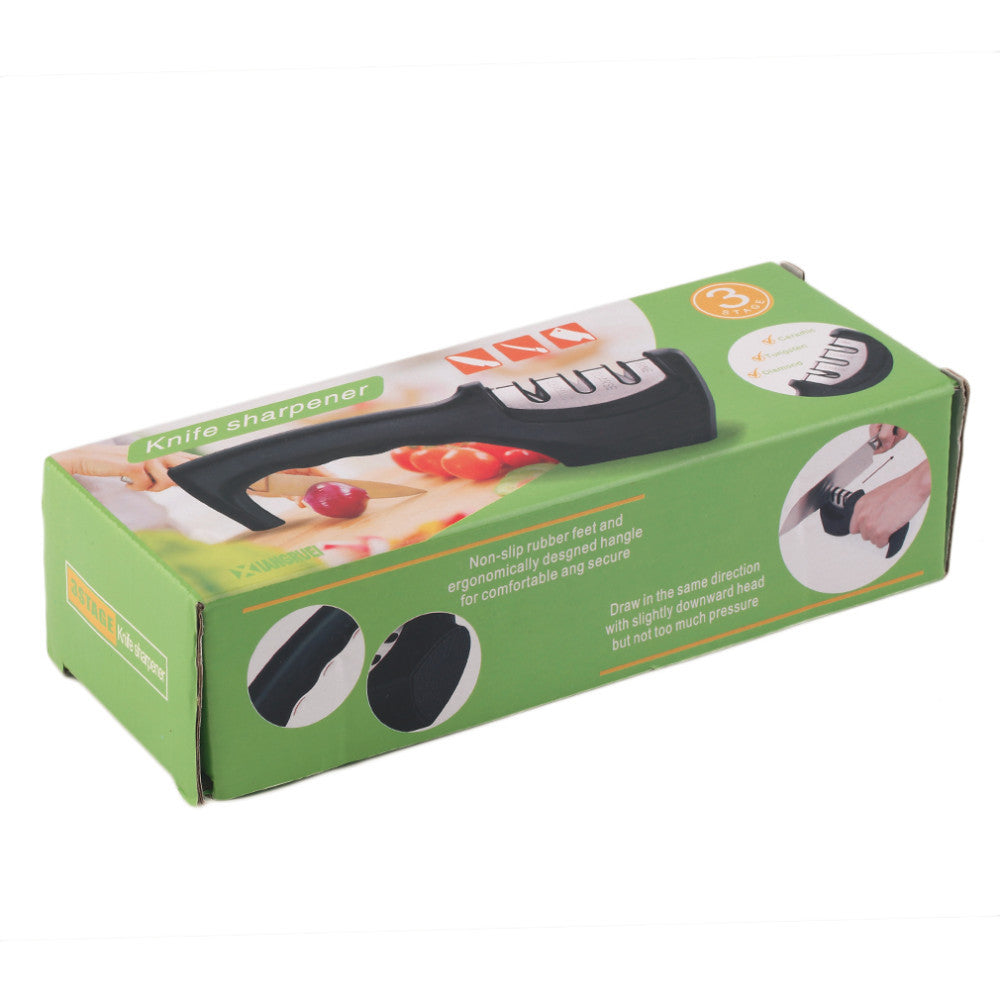 Kitchen Knife Sharpener – 3-Stage Multifunctional Blade Sharpening Tool for Home Use packaging .