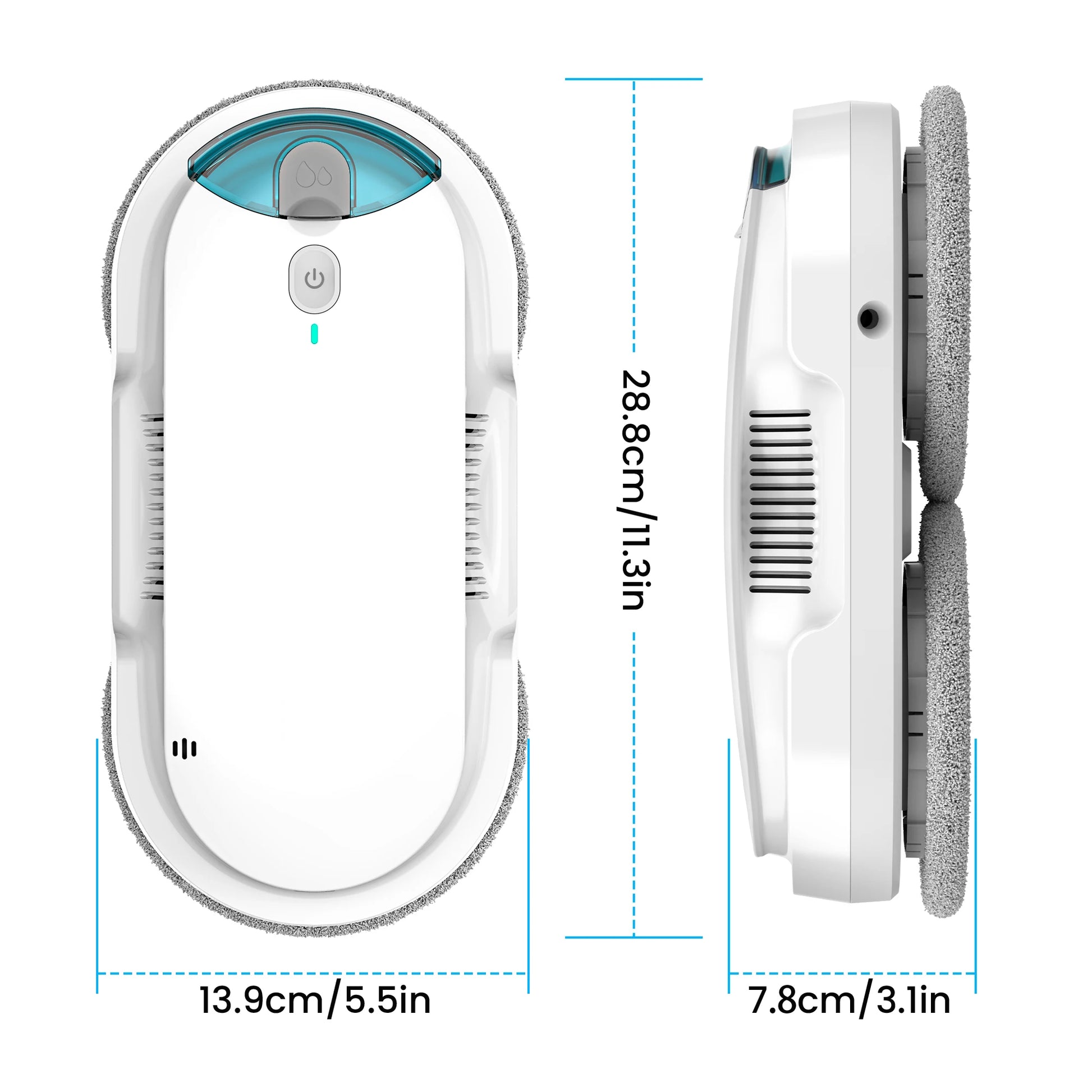Measurement chart of Window Cleaning Robot with Automatic Water Spray – Smart Glass Cleaner with dimensions .