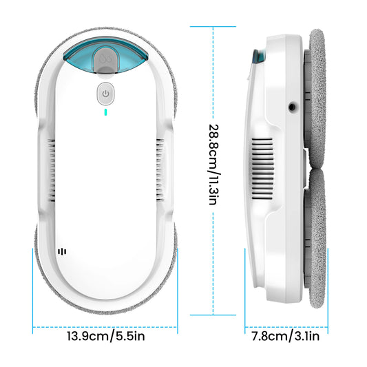 Measurement chart of Window Cleaning Robot with Automatic Water Spray – Smart Glass Cleaner with dimensions .