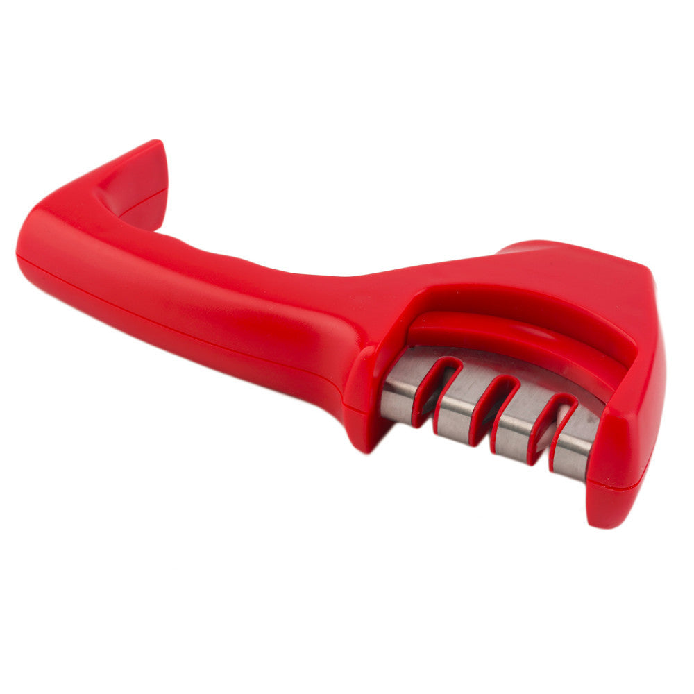 Red Durable Knife Sharpening Tool – Easy-to-Use 3-Stage Knife Sharpener for Chefs & Home .