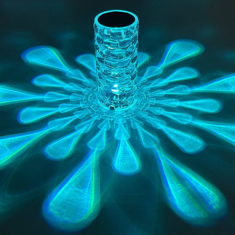 Transparent Decorative Two textured Crystal LED Touch Table with a unique design on a dark background