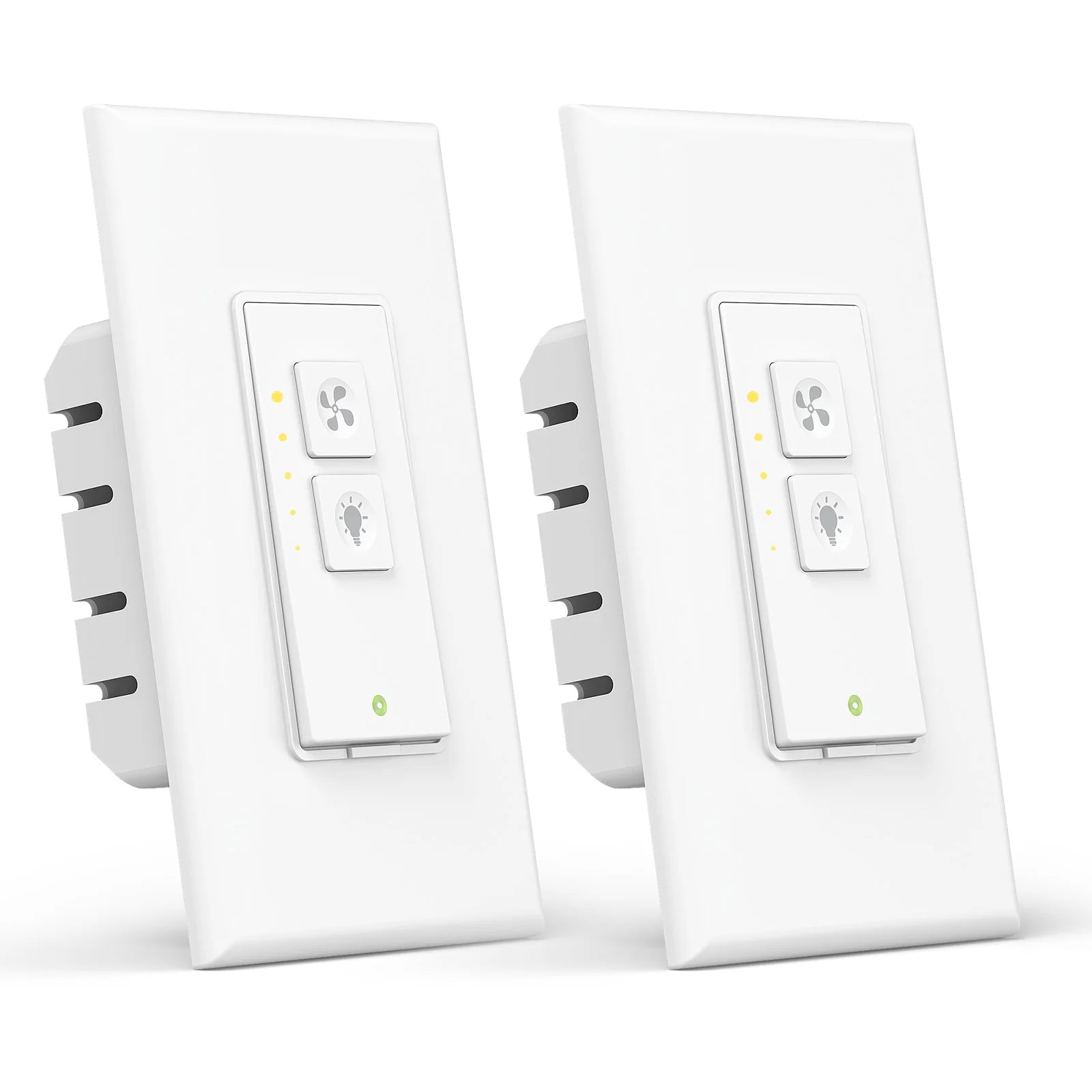 Two HomeKit WiFi Smart Ceiling Fan Light Switch with Dimmer – Voice Control Compatible.