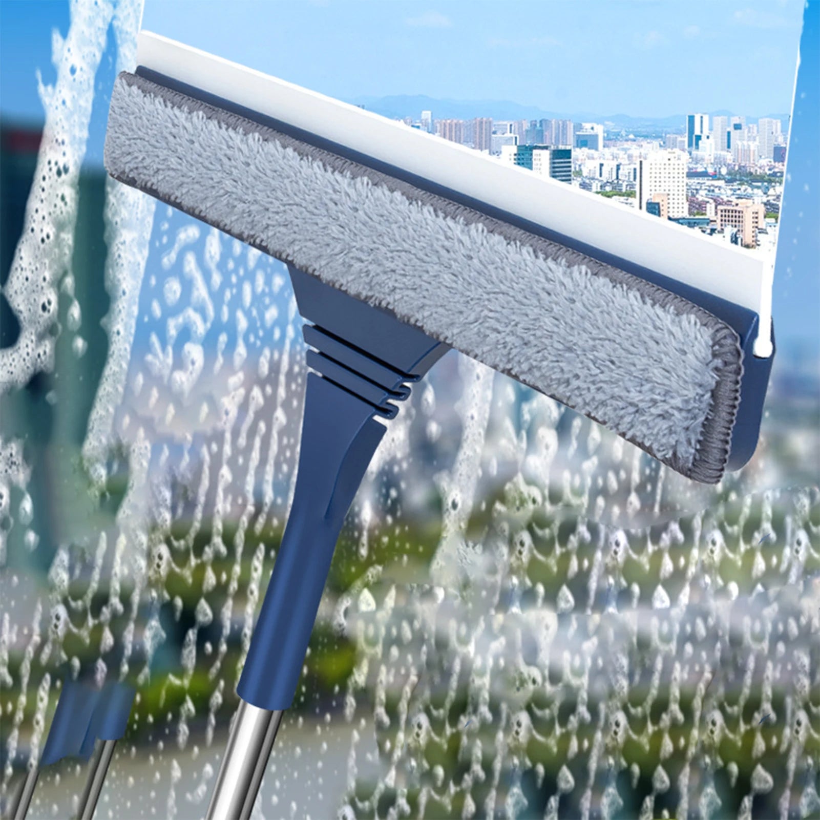 Versatile glass scraper tool for windows, mirrors, bathroom floors, and tiles