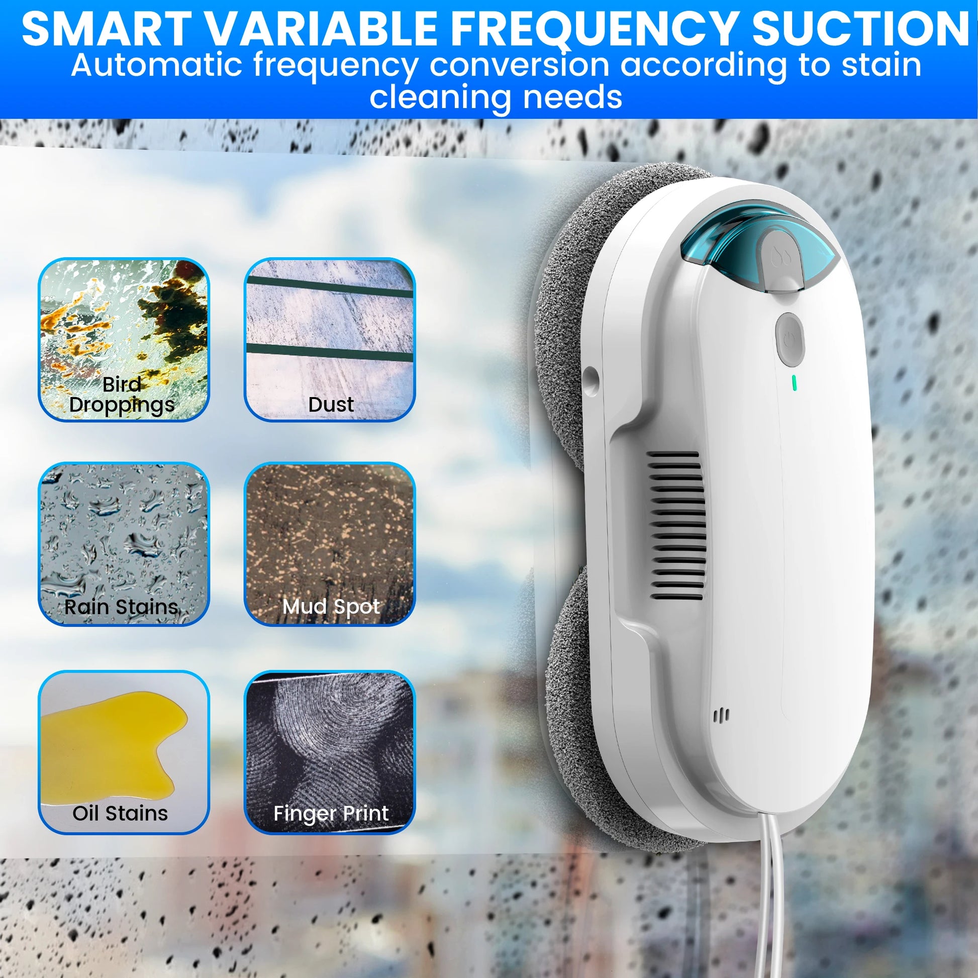 Window Cleaning Robot with Automatic Water Spray – Smart Glass Cleaner with smart variable frequency suction .