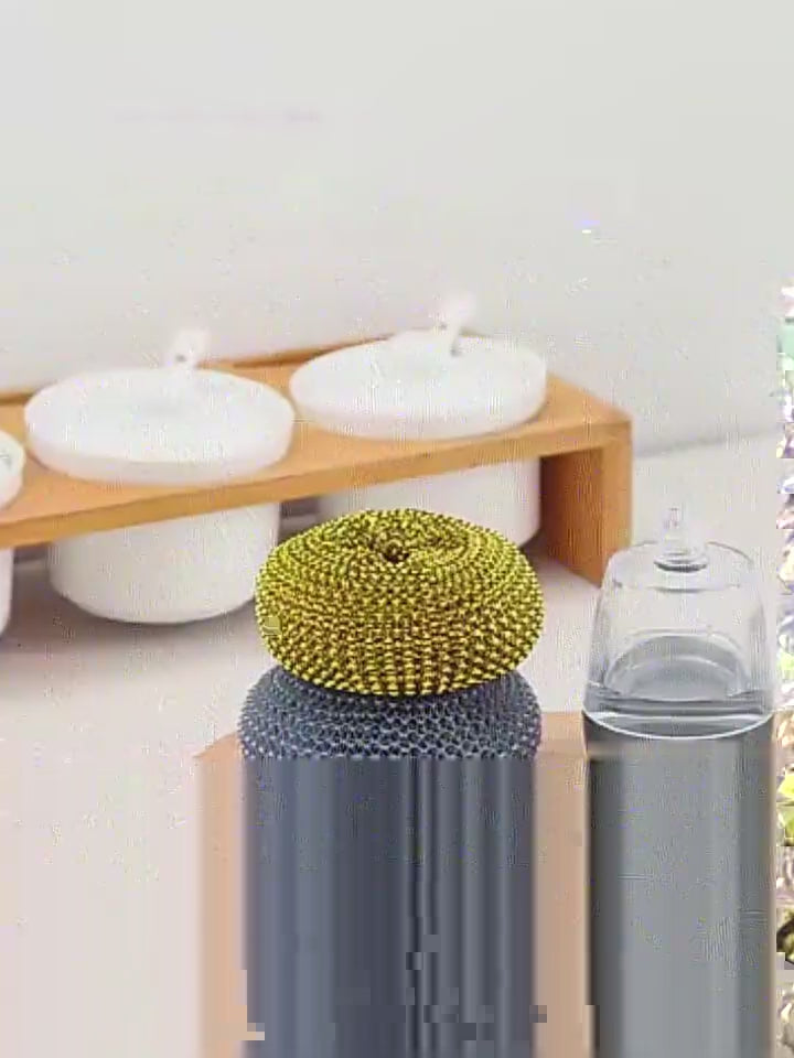 Kitchen Soap Dispensing Palm Brush – Multifunctional Scrubber for Dishes and Pans Action and demontration video
