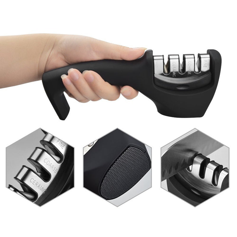 Ergonomic Kitchen Knife Sharpener – Non-Slip Handle, Safe & Quick Blade Sharpener